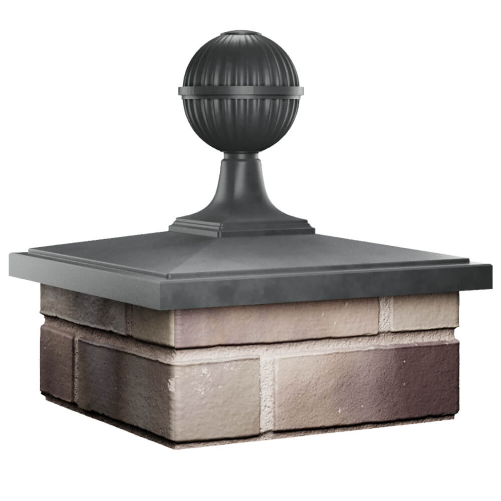 Колпак Zking БонаМоно Серый с шаром на столб 1.5х1.5 кирпича (385х385, 400х400мм) в сборе в Батайске фото