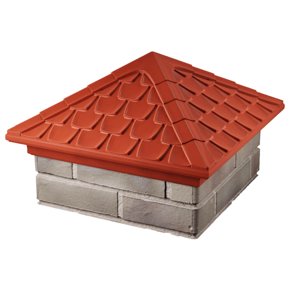 Колпак Zking Эльбрус Красный на столб 1.5х1.5 кирпича (385х385мм) в Батайске фото