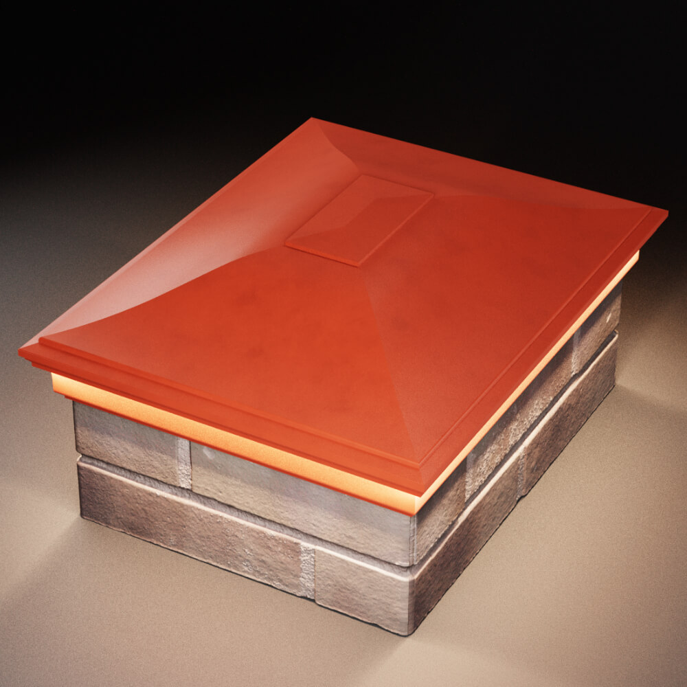 Колпак Zking Монблан Красный на столб 2х1.5 кирпича (515х385мм) c подсветкой в Батайске фото