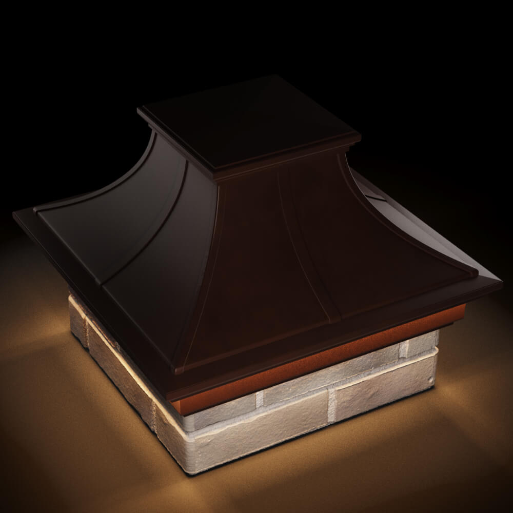 Колпак Zking Монблан Премиум Коричневый на столб 1.5х1.5 кирпича (385х385мм) с подсветкой в Батайске фото