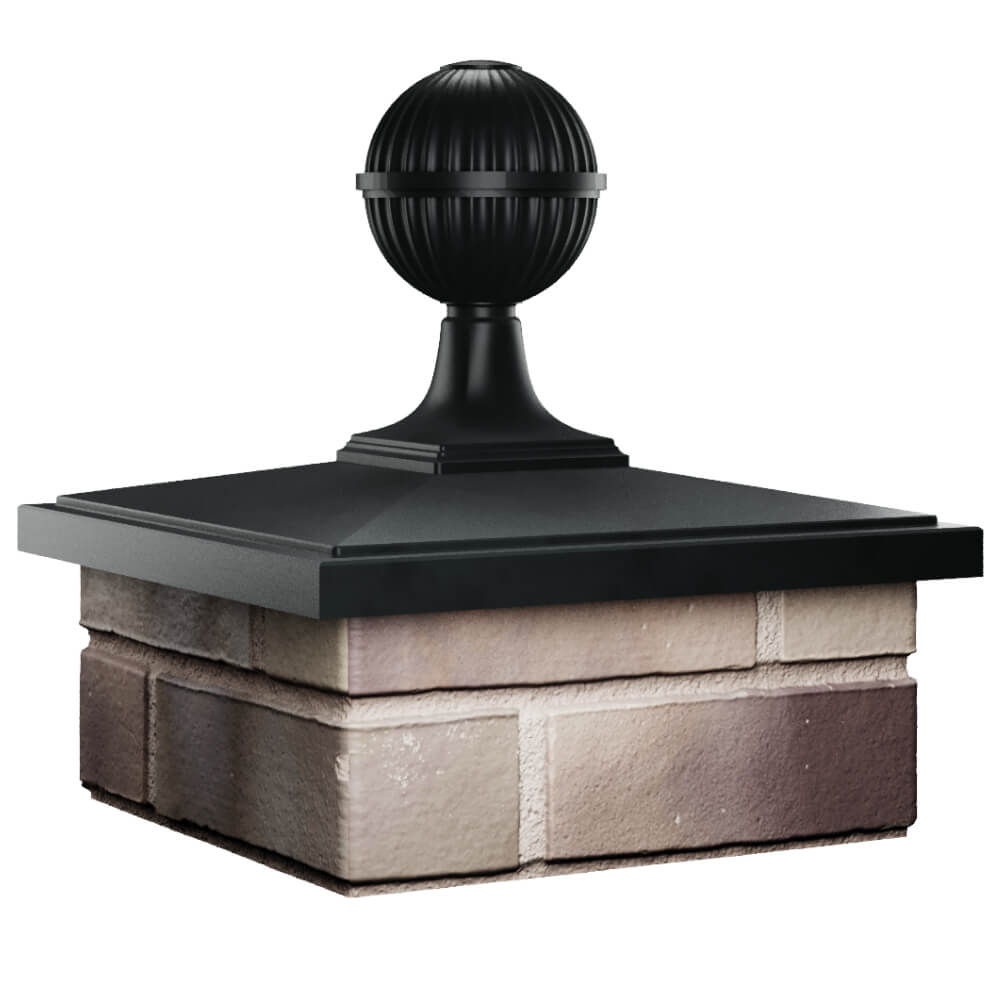 Колпак Zking БонаМоно Черный с шаром на столб 1.5х1.5 кирпича (385х385, 400х400мм) в сборе в Батайске фото