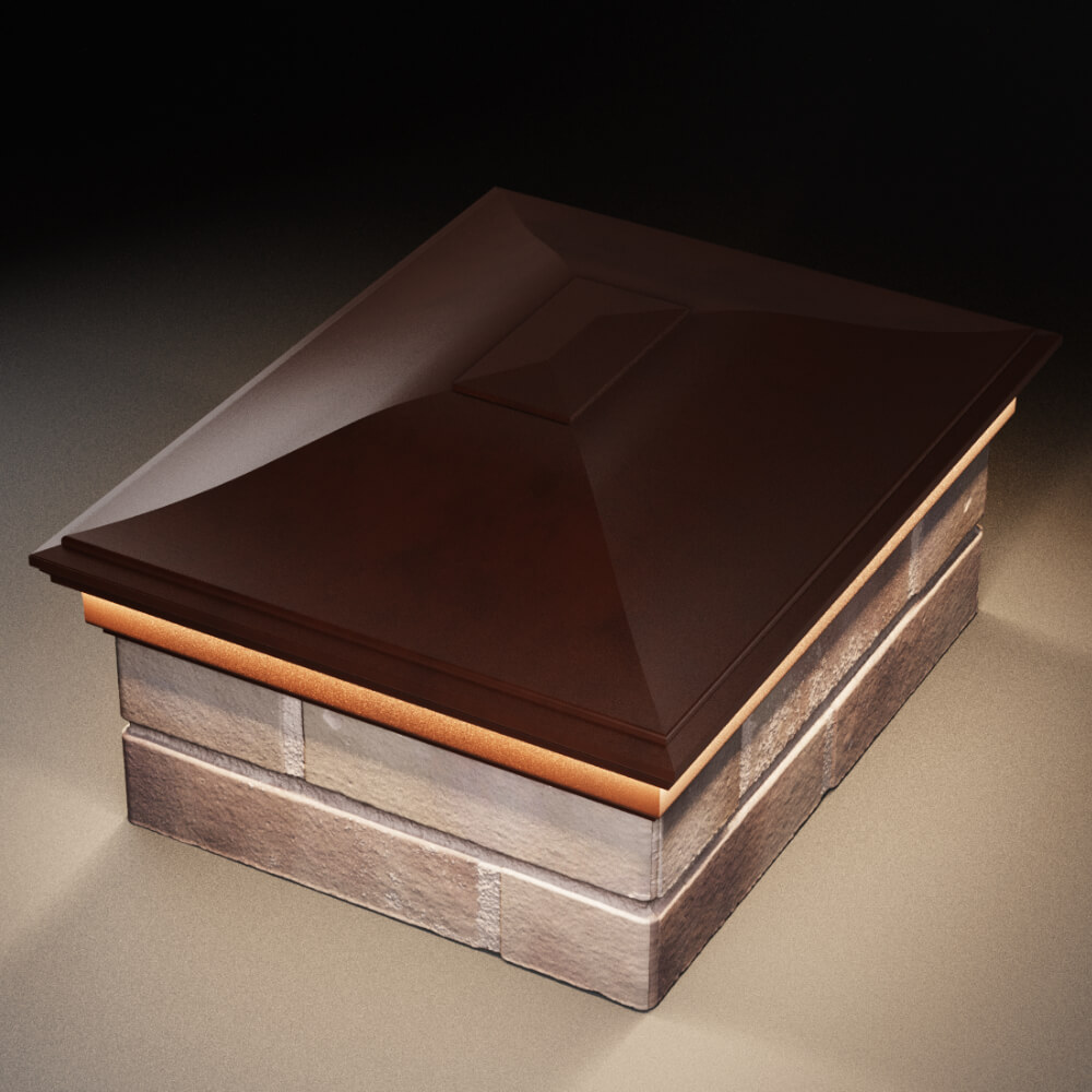 Колпак Zking Монблан Коричневый на столб 2х1.5 кирпича (515х385мм) c подсветкой в Батайске фото