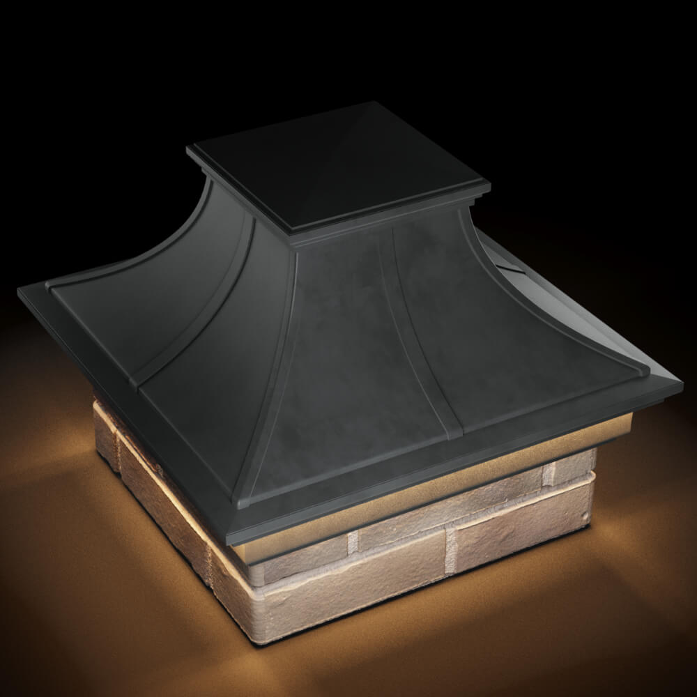 Колпак Zking Монблан Премиум Серый на столб 1.5х1.5 кирпича (385х385мм) с подсветкой в Батайске фото