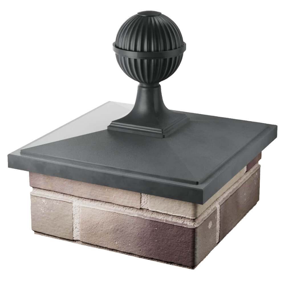 Колпак Zking БонаМоно Серый с шаром на столб 1.5х1.5 кирпича (385х385, 400х400мм) в сборе в Батайске фото