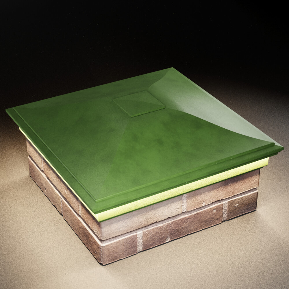 Колпак Zking Монблан Зеленый на столб 2х2 кирпича (515х515мм) c подсветкой в Батайске фото