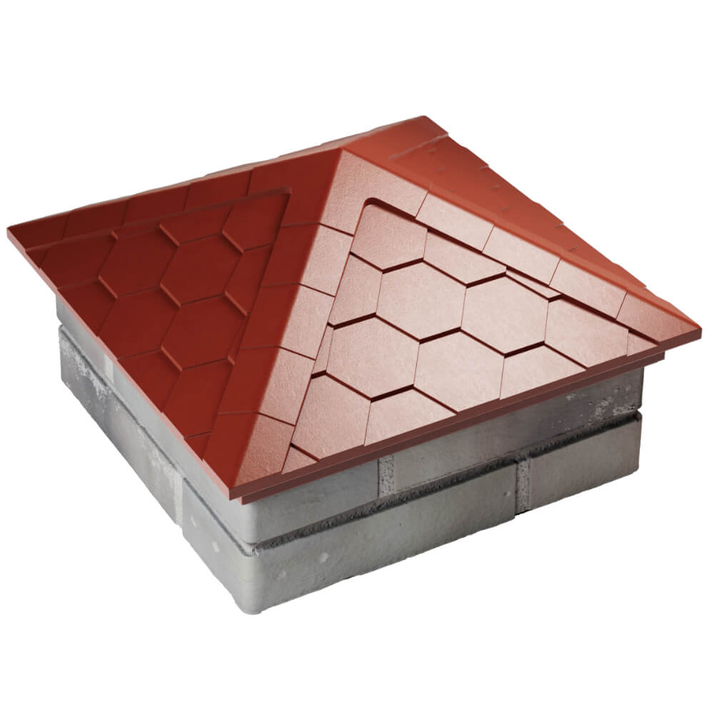 Колпак Zking Эверест Красный на столб 1.5х1.5 кирпича (390х390мм) в Батайске фото