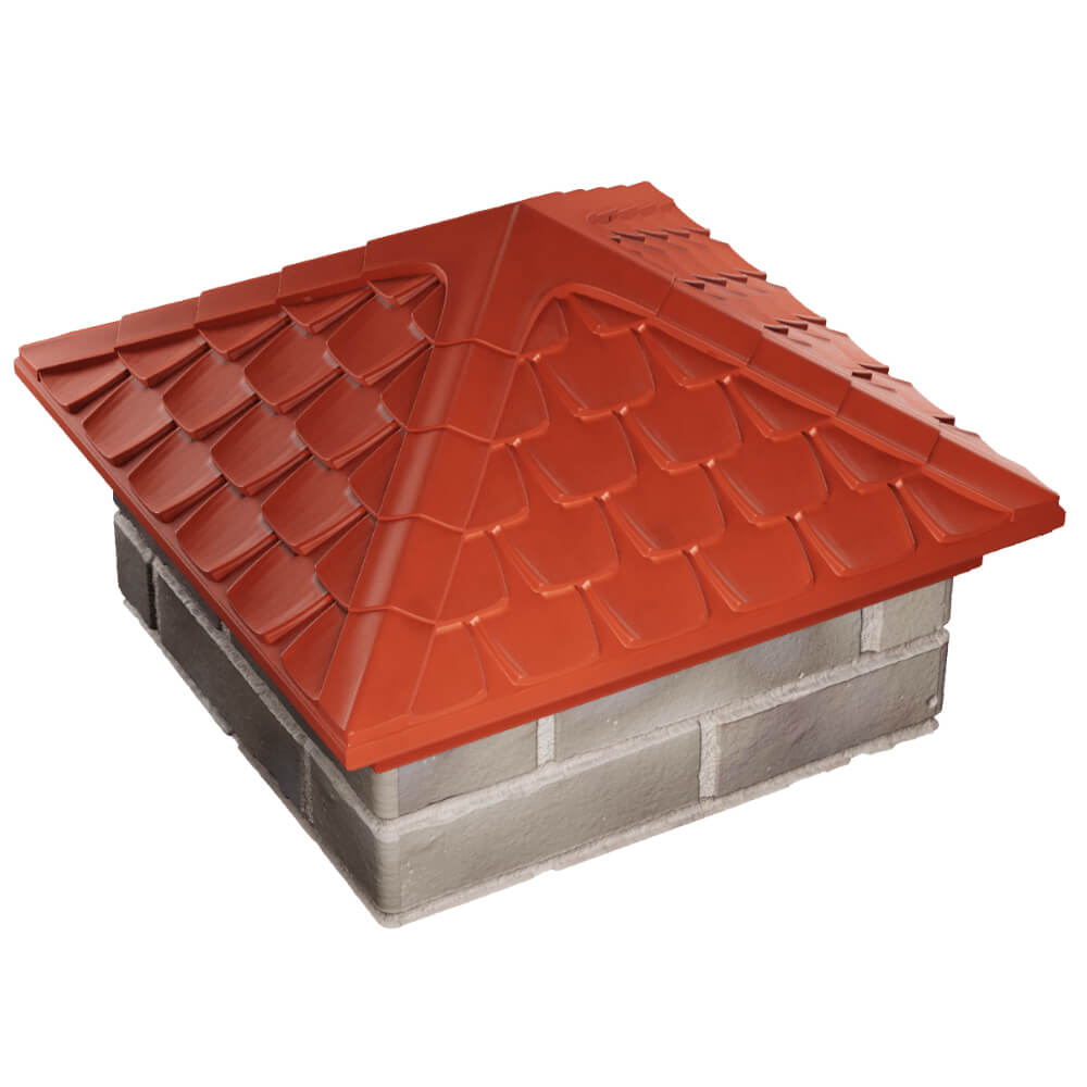 Колпак Zking Эльбрус Красный на столб 1.5х1.5 кирпича (385х385мм) в Батайске фото