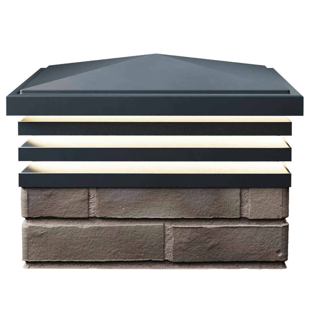 Колпак Zking Бона ХайТек Серый на столб 1.5х1.5 кирпича (385х385мм) с подсветкой в Батайске фото