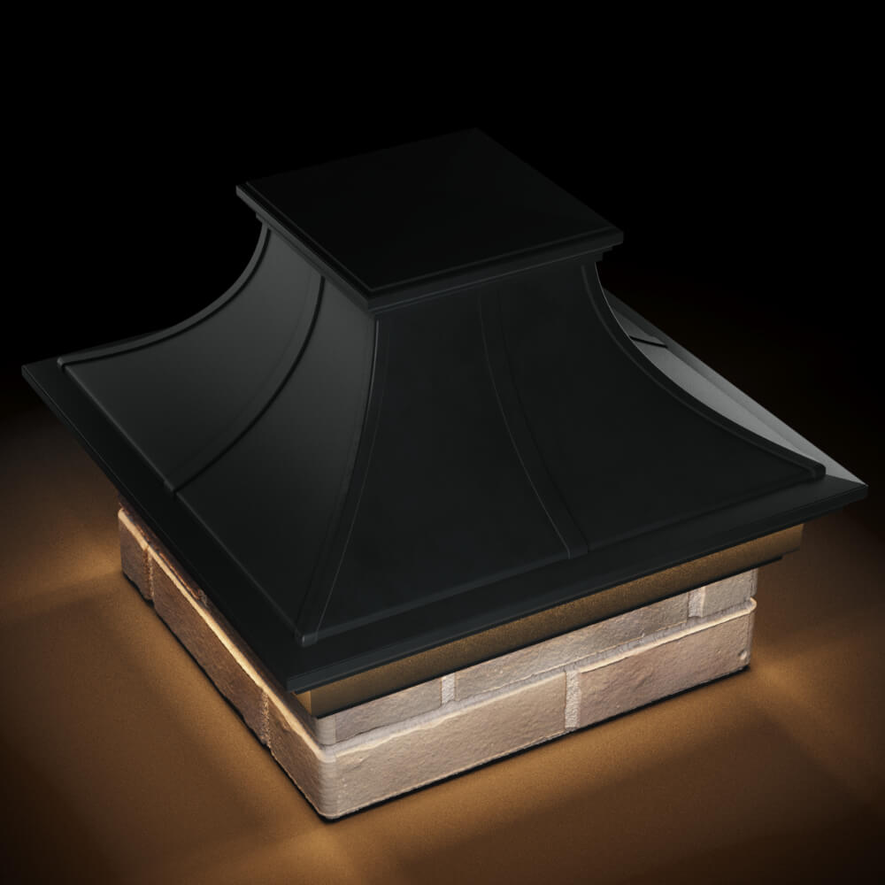 Колпак Zking Монблан Премиум Черный на столб 1.5х1.5 кирпича (385х385мм) с подсветкой в Батайске фото