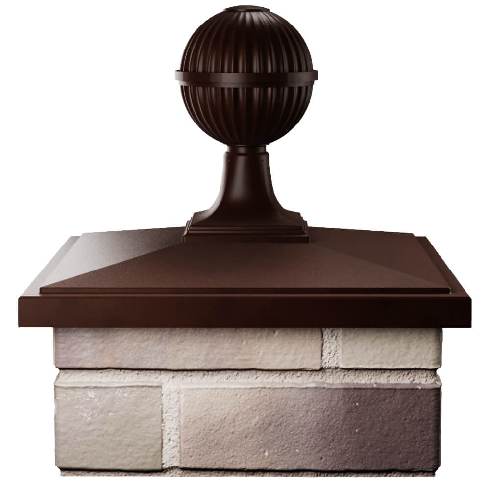 Колпак Zking БонаМоно Коричневый с шаром на столб 1.5х1.5 кирпича (385х385, 400х400мм) в сборе Батайск фото