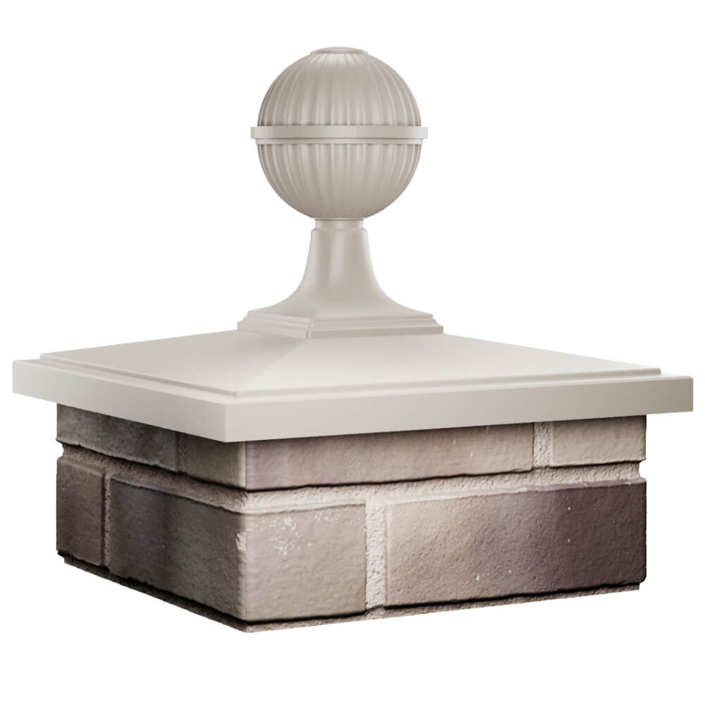 Колпак Zking БонаМоно Бежевый с шаром на столб 1.5х1.5 кирпича (385х385, 400х400мм) в сборе в Батайске фото