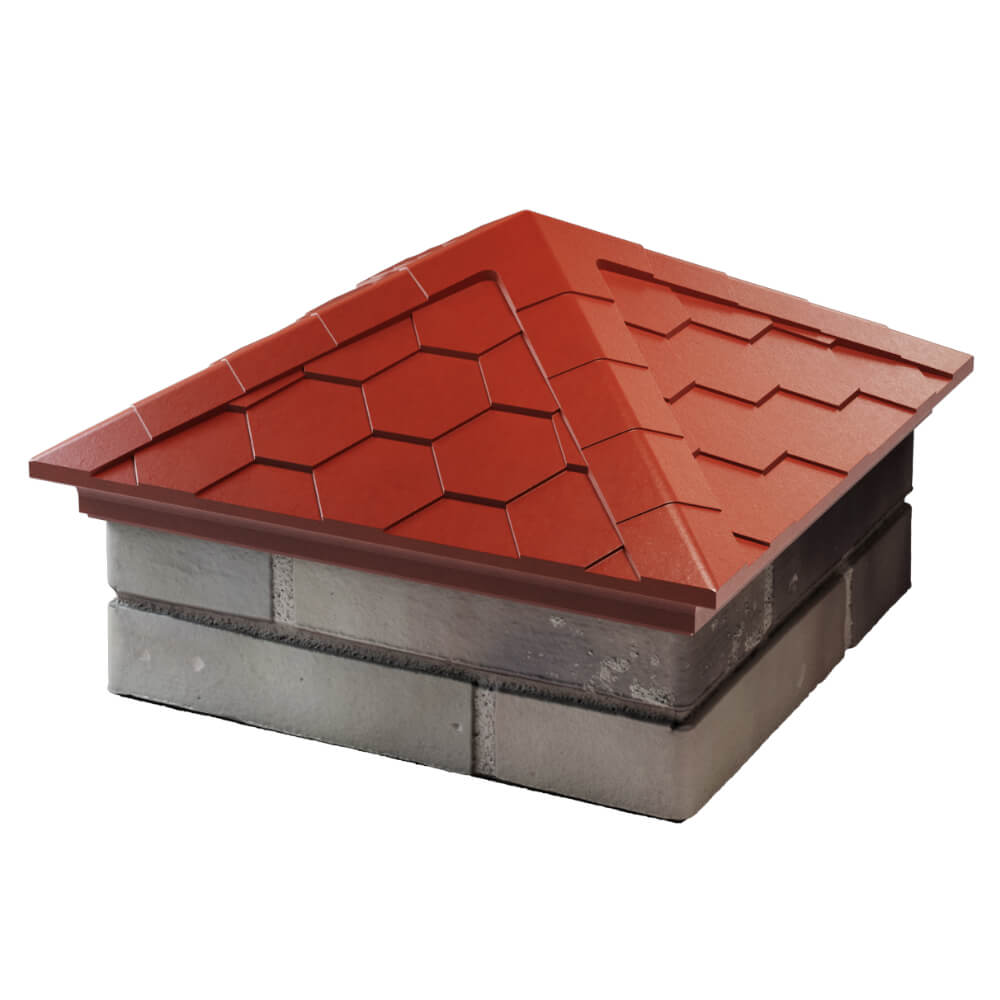 Колпак Zking Эверест Красный на столб 1.5х1.5 кирпича (390х390мм) в Батайске фото