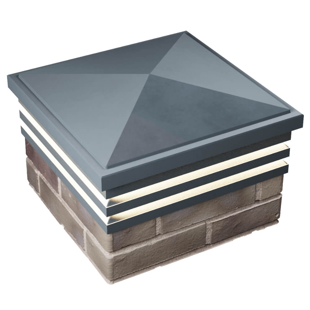 Колпак Zking Бона ХайТек Серый на столб 1.5х1.5 кирпича (385х385мм) с подсветкой в Батайске фото