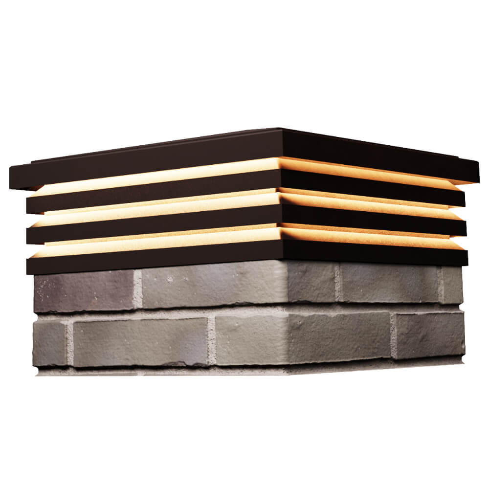 Колпак Zking Бона ХайТек Коричневый на столб 1.5х1.5 кирпича (385х385мм) с подсветкой в Батайске фото