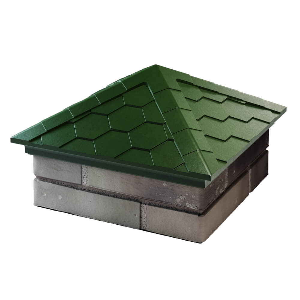 Колпак Zking Эверест Зеленый на столб 1.5х1.5 кирпича (390х390мм) в Батайске фото