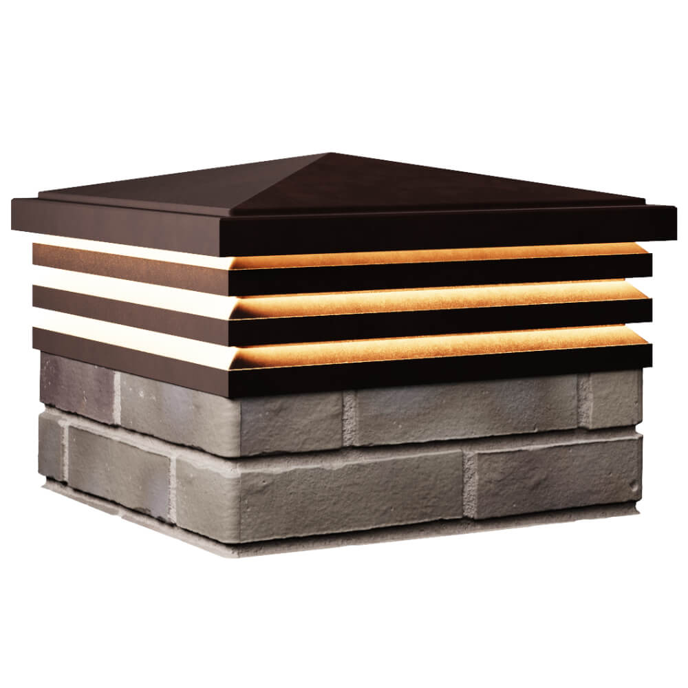 Колпак Zking Бона ХайТек Коричневый на столб 1.5х1.5 кирпича (385х385мм) с подсветкой в Батайске фото