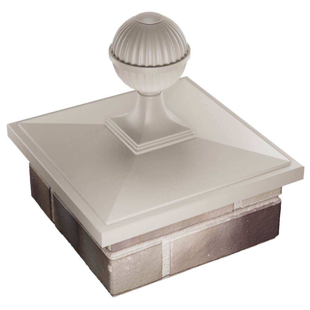 Колпак Zking БонаМоно Бежевый с шаром на столб 1.5х1.5 кирпича (385х385, 400х400мм) в сборе в Батайске фото