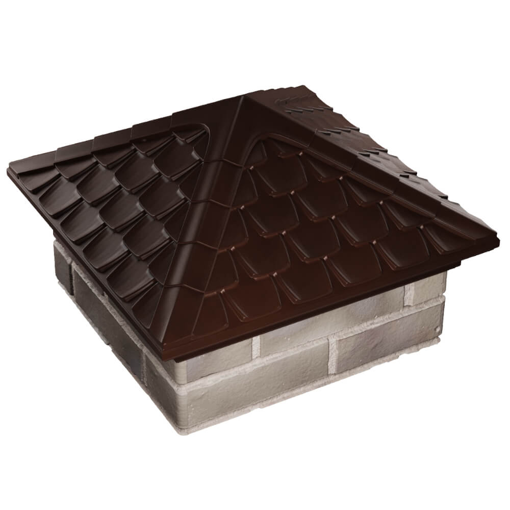 Колпак Zking Эльбрус Коричневый на столб 1.5х1.5 кирпича (385х385мм) в Батайске фото