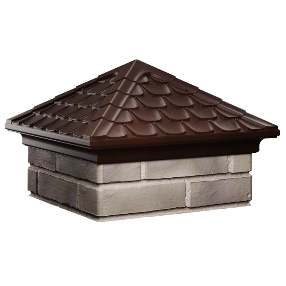 Колпак Zking Эльбрус Коричневый на столб 1.5х1.5 кирпича (385х385мм) в Батайске фото