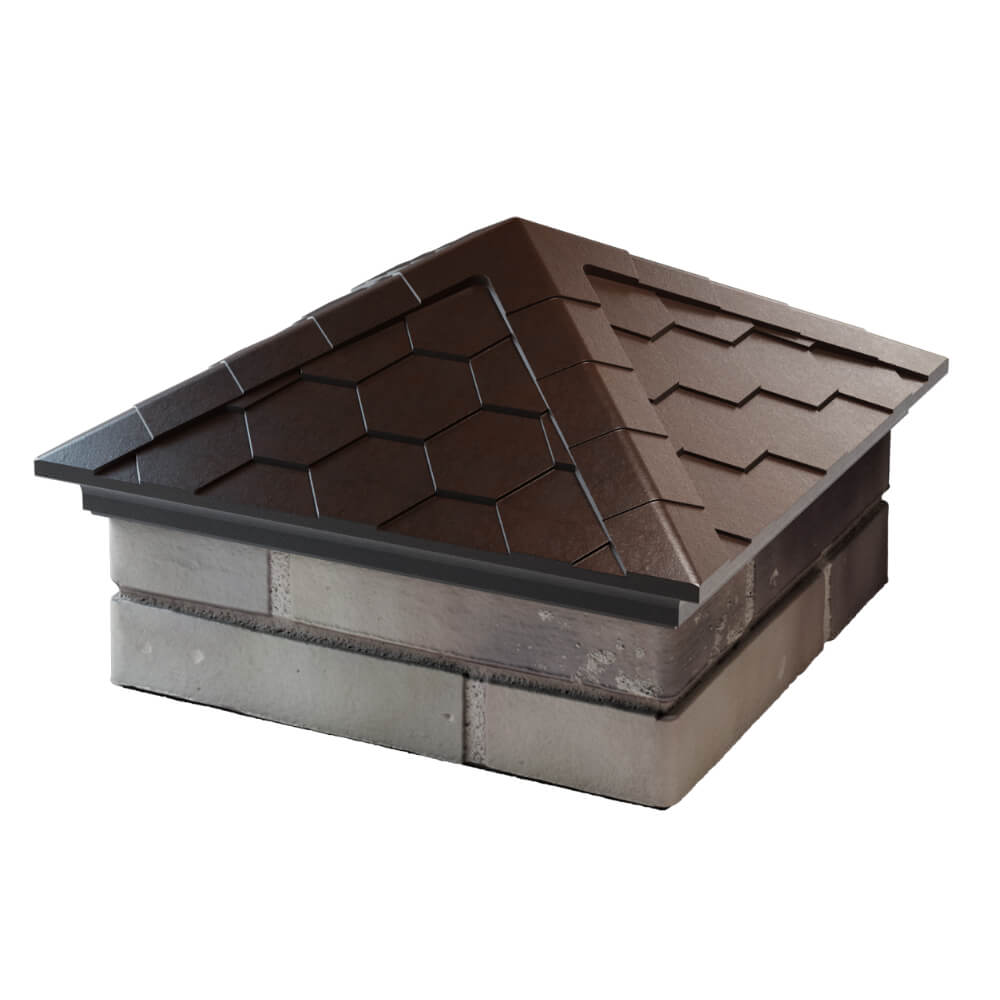 Колпак Zking Эверест Коричневый на столб 1.5х1.5 кирпича (390х390мм) в Батайске фото
