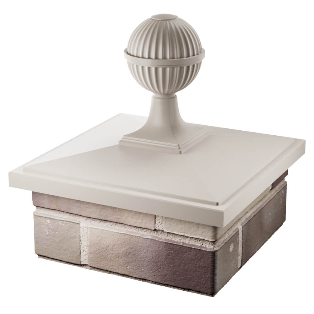 Колпак Zking БонаМоно Бежевый с шаром на столб 1.5х1.5 кирпича (385х385, 400х400мм) в сборе в Батайске фото