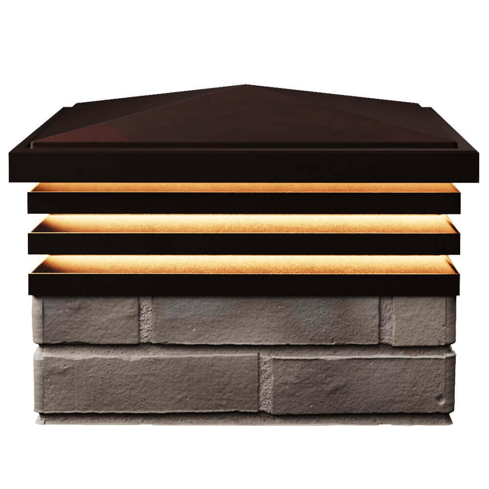 Колпак Zking Бона ХайТек Коричневый на столб 1.5х1.5 кирпича (385х385мм) с подсветкой в Батайске фото